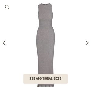 SKIMS SOFT LOUNGE SLEEVELESS LONG DRESS HEATHER GREY